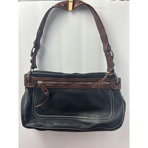 Brighton D487504 Pebbled‎ Leather Hobo Clutch Shoulder Bag Black And Brown
